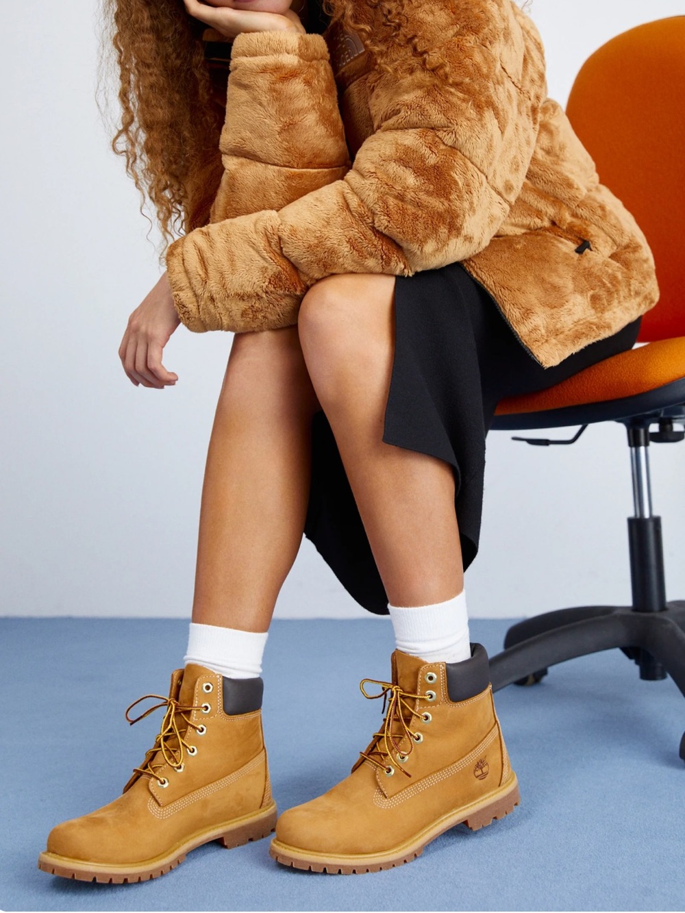 Women’s Timberland Wheat Nubuck Work Boots with Black Collar